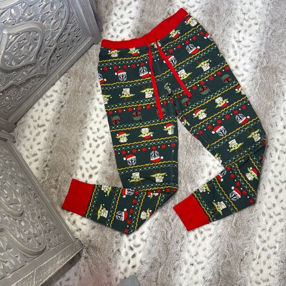 Hanna Andersson Disney Star Wars Pajama Pants Small Mandalorian Grogu Christmas